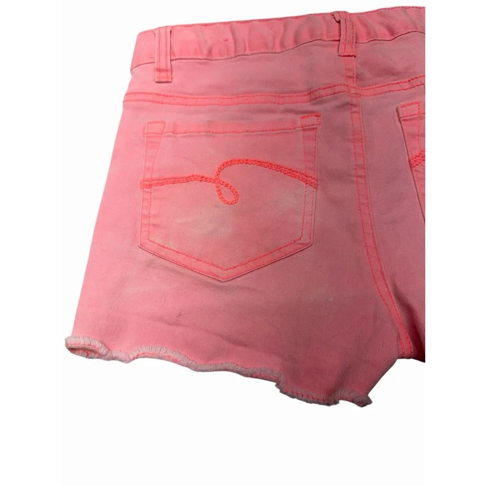 Justice Shorts Girls Size 16 Pink Cut Off Raw Denim Stretch Casual‎ Walking
